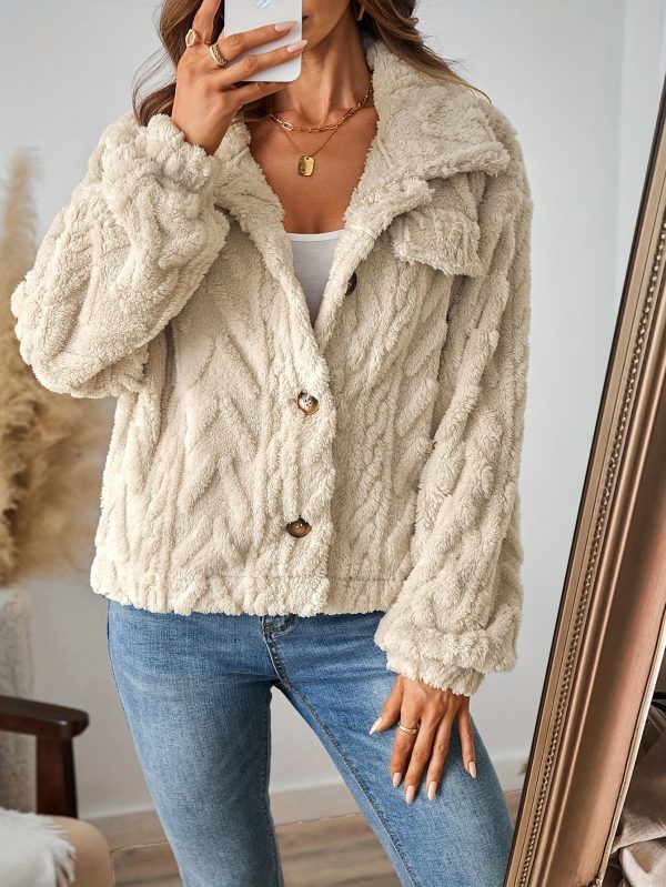 Popular Double-Sided Plush Button Cardigan Top Coat for Women - Image 3