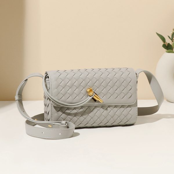 Elegant Woven Crossbody Shoulder Bag Retro Small Square Women - Image 2