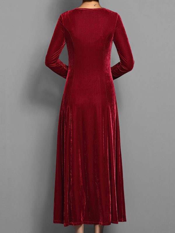 Spring Autumn Elegant Velvet Dress for Women - Image 3