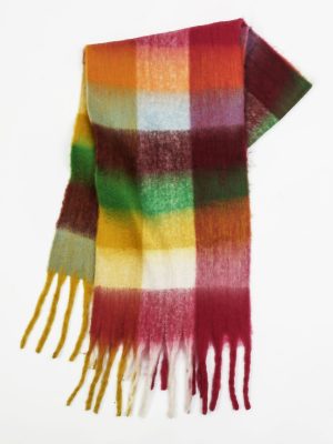 Women’s British Plaid Mohair Scarf – Thickened Autumn Winter Shawl