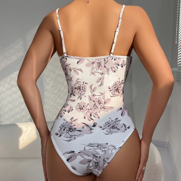 Women’s Sexy Boning Corset Floral Vintage Slim Fit Sleeveless Jumpsuit - Image 4