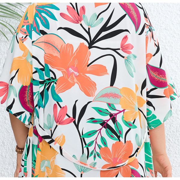 Plus Size Casual Bohemian Loose Printed Beach Shawl for Sun Protection - Image 3