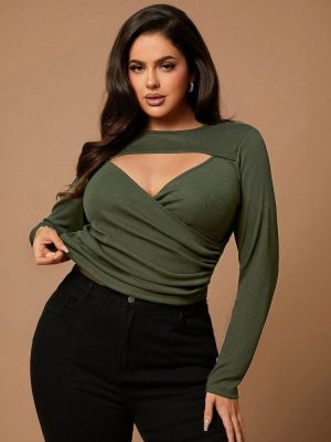 Plus Size Women’s Elegant Slim Fit T-Shirt for Autumn Winter