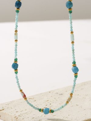 Blue Natural Stone Necklace – Women’s Light Luxury Beaded Court Star