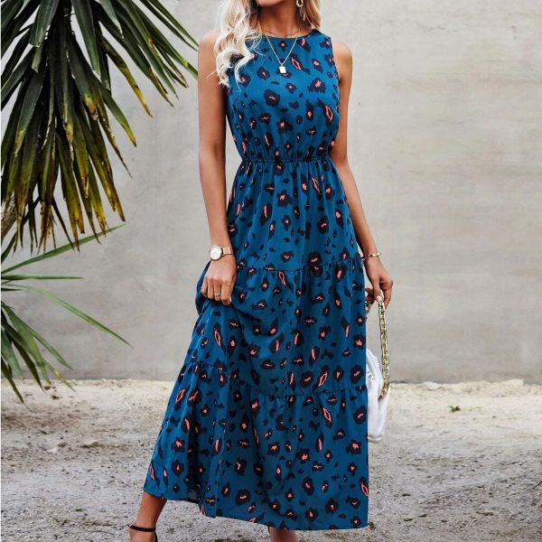 Sleeveless Waist-Trimming Printed Casual Dress - Image 2