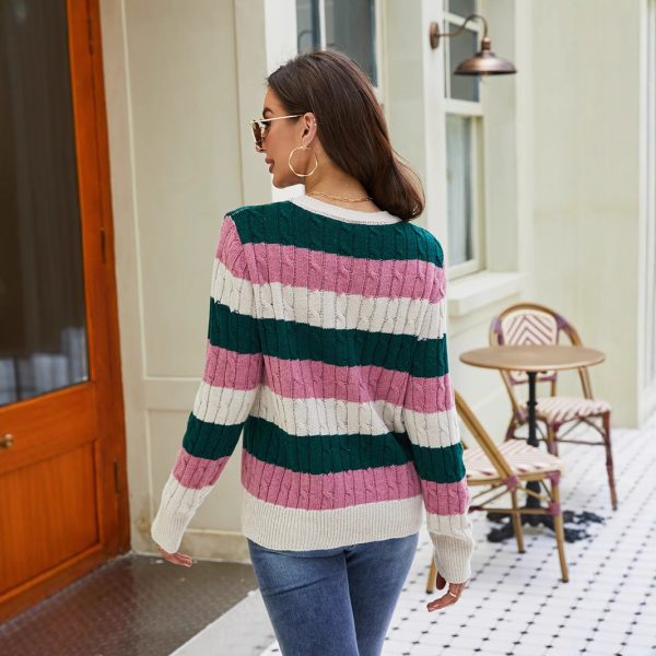 Autumn Winter Rainbow Striped Pullover Sweater - Image 4