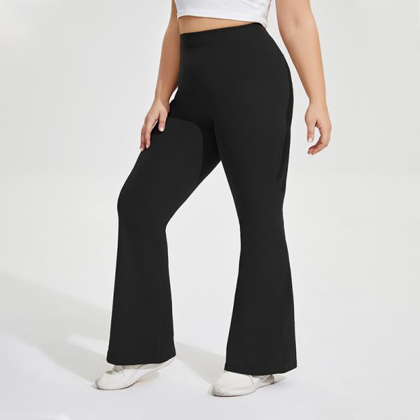 Plus Size Nude Feel Yoga Bell Bottom Peach Lift Fitness Pants - Image 4