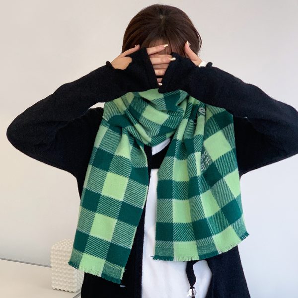 Women’s Plaid Cashmere Scarf - Warm Autumn & Winter Shawl - Image 4