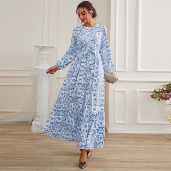 Women's Fall French Printed Tea Dress