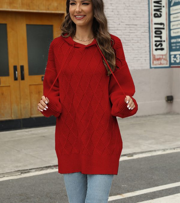 Autumn Winter Hooded Solid Color Sweater - Image 5