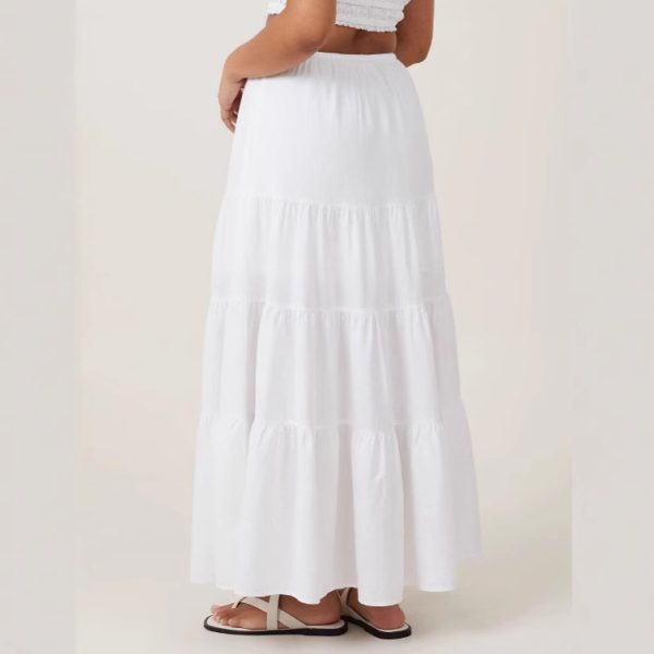 Women’s High-Waist Elastic Lace-Up Patchwork Swing Maxi Skirt - Image 4