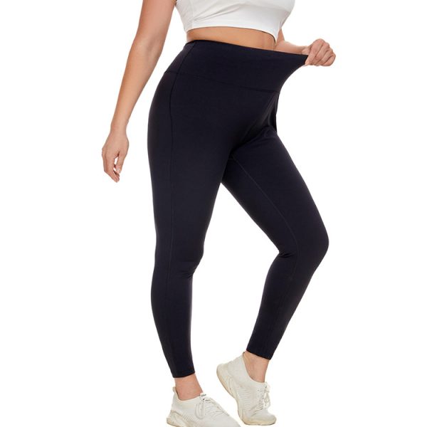 Plus Size Fleece Peach Yoga & Fitness Contrast Color Pants - Image 3