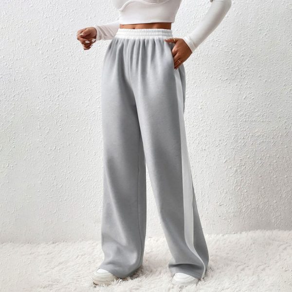 Autumn Winter High Waist Women Casual Drawstring Patchwork Sweatpants - Image 2