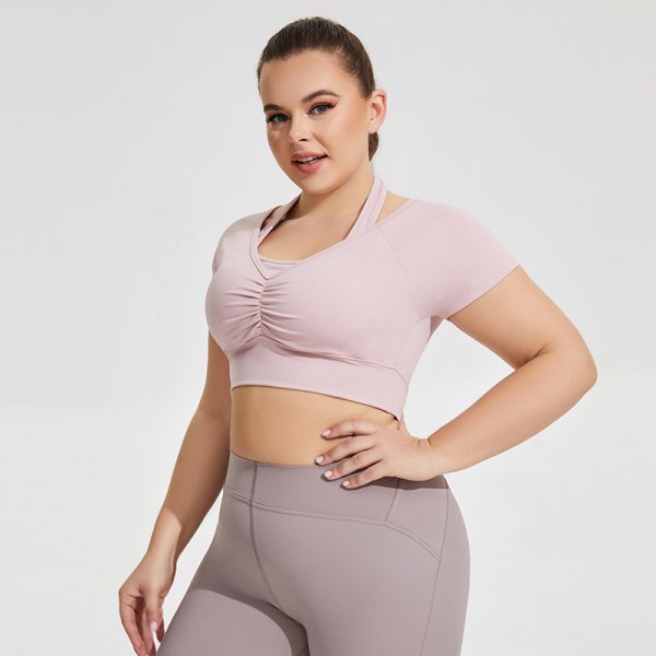 Plus Size Halter Workout Top with Chest Pad for Women - Image 3