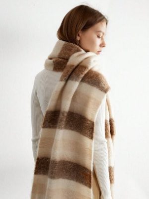 Warm Mixed Color Stripe Scarf for Women – Thickened Shawl