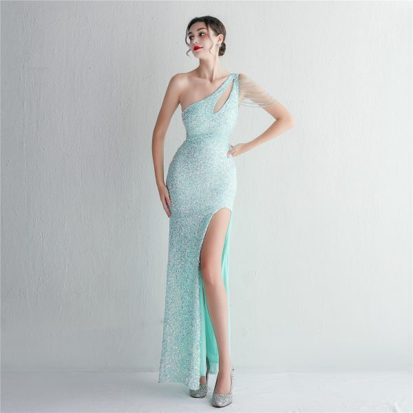 Handmade Sequin Beaded Fishtail Wedding Dinner Dress - Image 2