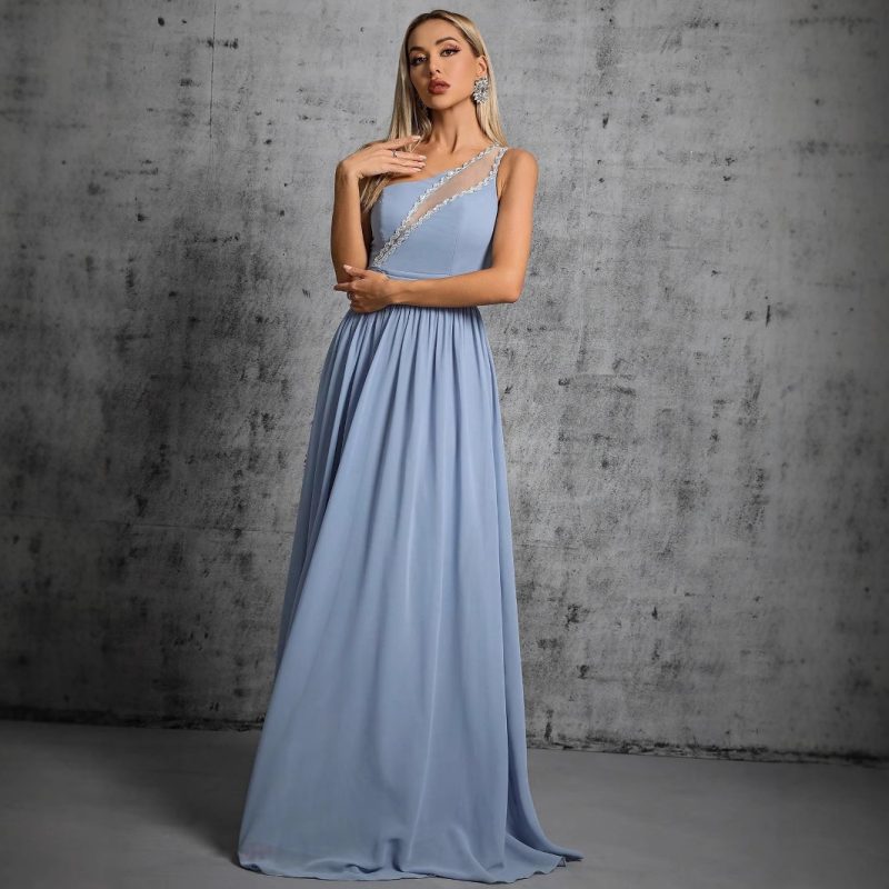 Women's One-Shoulder Cocktail Evening Dress - Annual Party & Ceremony