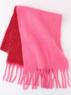 Soft Two-Color Thick Tassel Scarf for Women – Winter Style