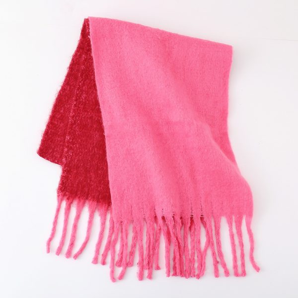 Soft Two-Color Thick Tassel Scarf for Women - Winter Style