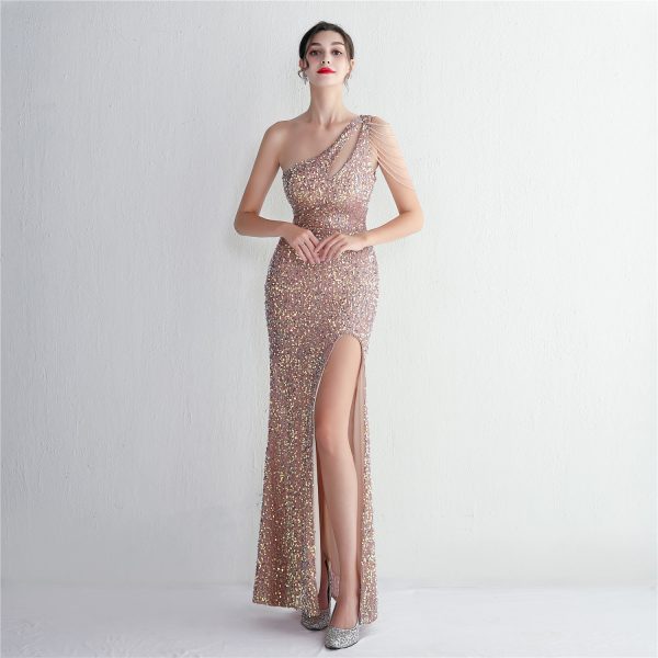 Handmade Sequin Beaded Fishtail Wedding Dinner Dress - Image 5