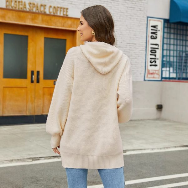 Autumn Winter Hooded Solid Color Sweater - Image 2