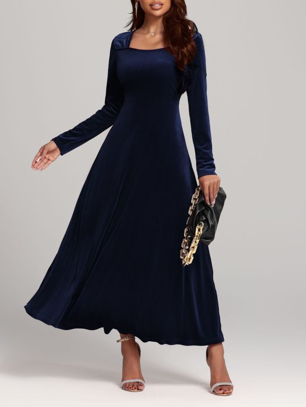 Autumn Winter Retro Velvet Dress - Long Sleeve Elegant Women’s Dress - Image 2