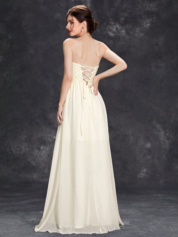 Elegant Tube Top Evening Dress with High Slit - Image 3