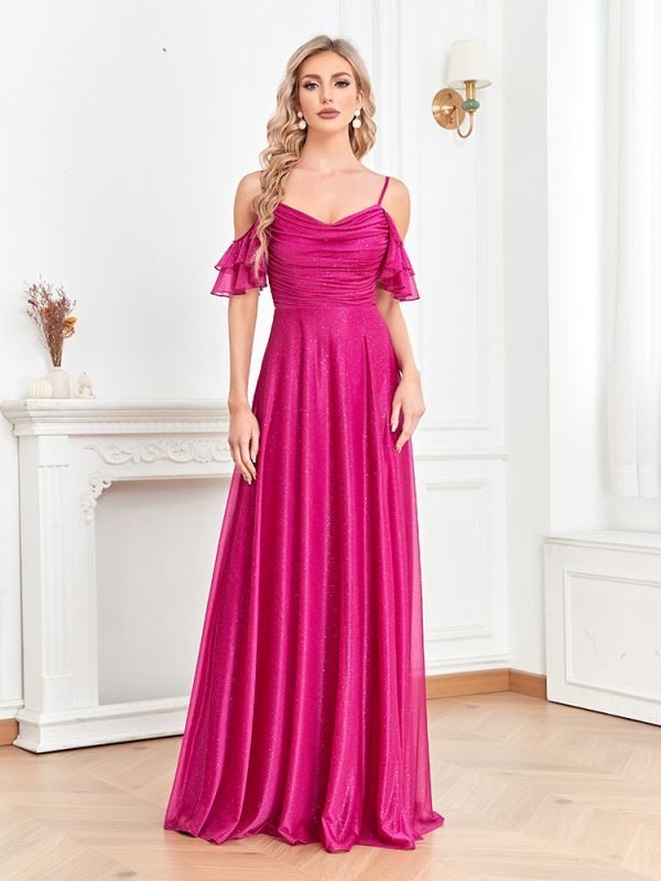 Red Backless Fishtail Bridesmaid Cocktail Evening Dress - Image 2