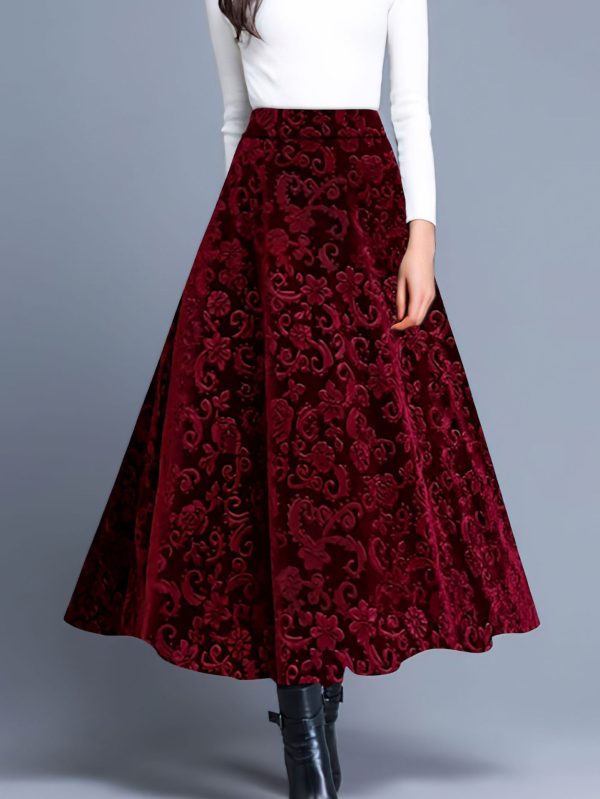 Spring Autumn Sexy Simple Velvet Printed Skirt for Women - Image 2