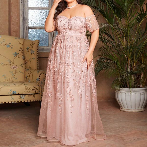 Plus Size Off Shoulder Fairy Engagement Bridesmaid Dress - Image 3