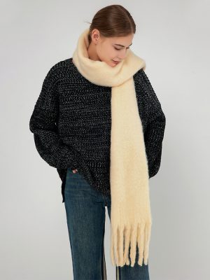 Women’s Wool Blend Soft Solid Color Winter Mohair Scarf Shawl