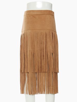 Fall Winter Cowboy Tassel Mid-Length Skirt