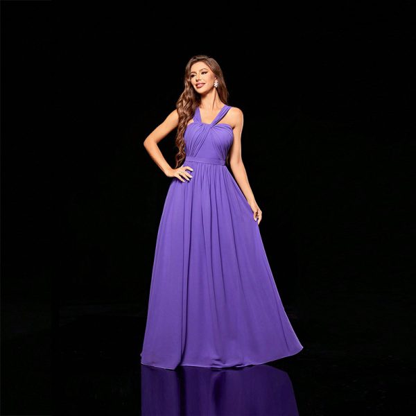 Elegant Off Shoulder V-Neck Cocktail Evening Dress for Women - Image 3