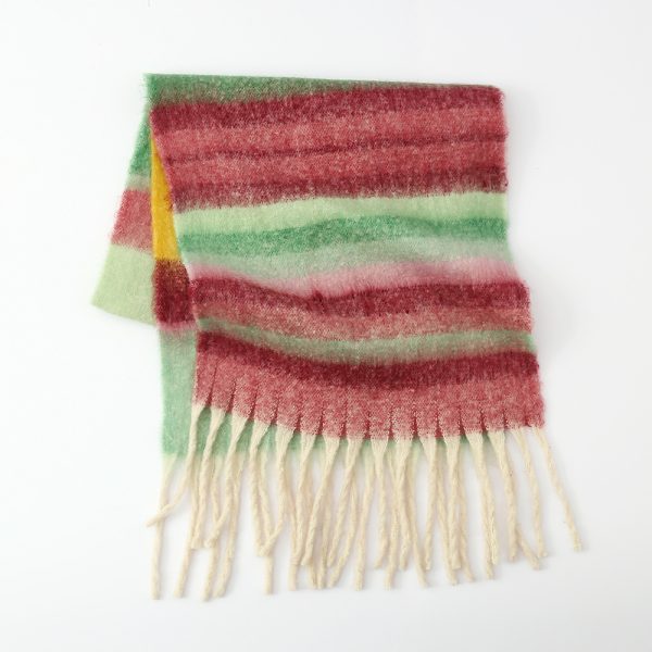 Women’s Thickened Braid Scarf, Striped Circle Yarn Shawl for Autumn Winter - Image 5