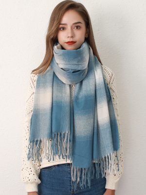 Women’s Cashmere Plaid Shawl Scarf for Autumn Winter