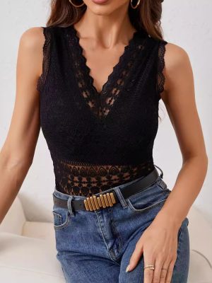 Women’s V-Neck Lace Vest Top – All-Season Layered Style