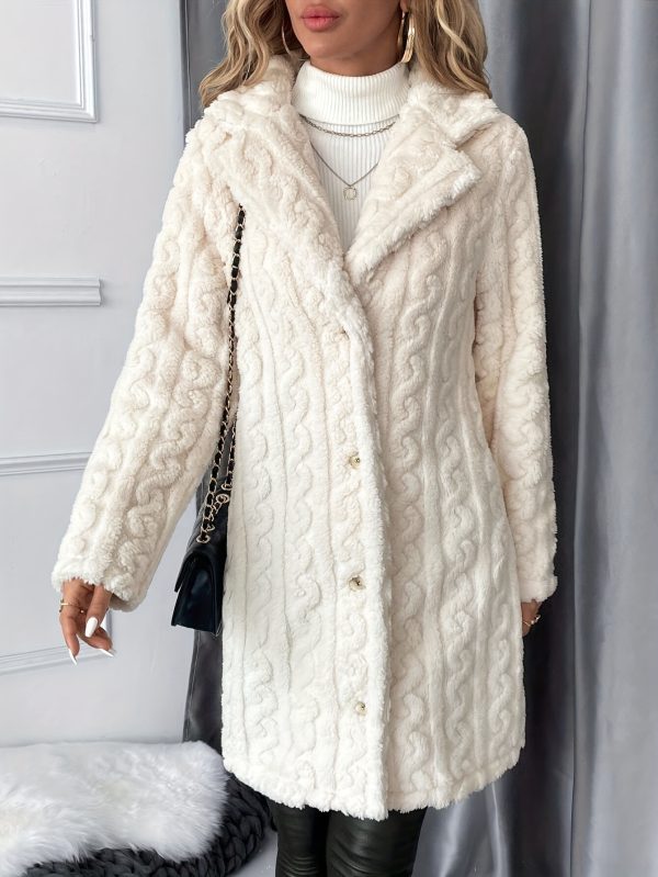 Fall & Winter Mid-Length Suit Collar Double-Sided Plush Button Cardigan Coat for Women - Image 3