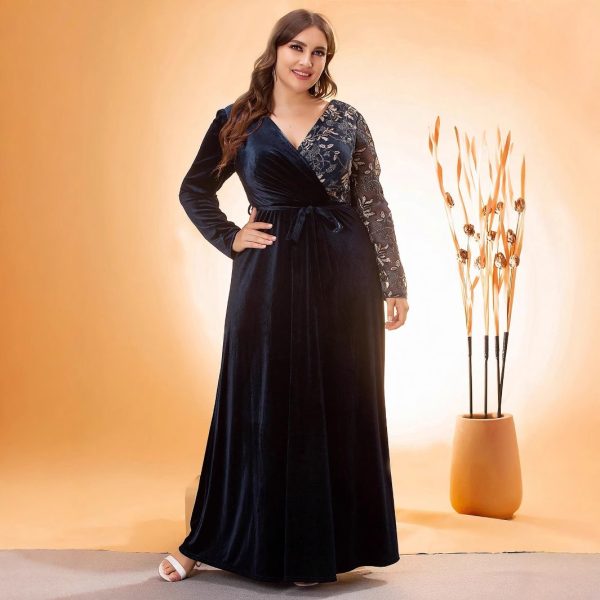 Plus Size V-Neck Evening Dress Cocktail Ball Host Formal Gown