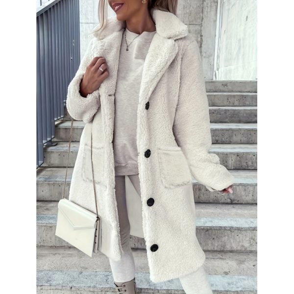 Women’s Autumn Winter Fur Collared Plush Long Coat