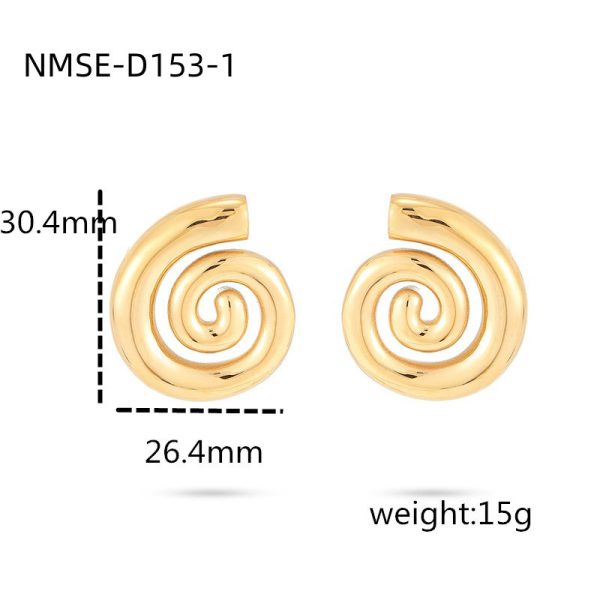 Creative Spiral Titanium Steel Stud Earrings for Women - Image 4