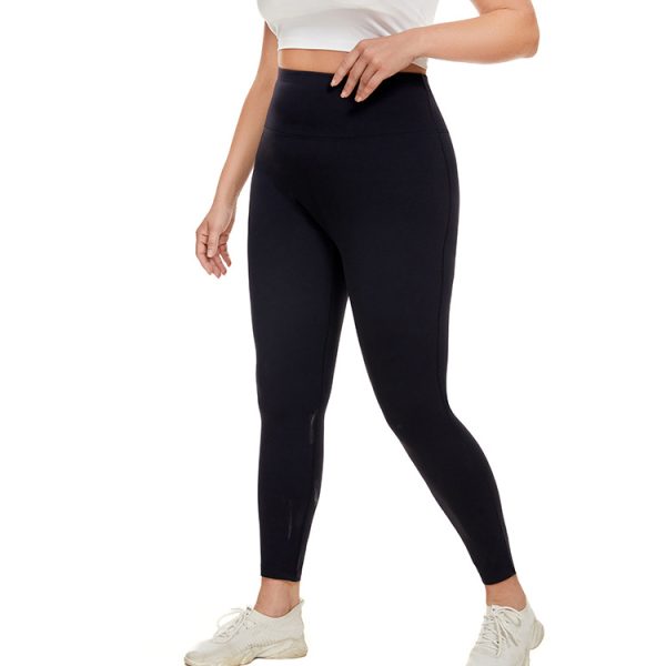 Plus Size Fleece Peach Yoga & Fitness Contrast Color Pants - Image 4