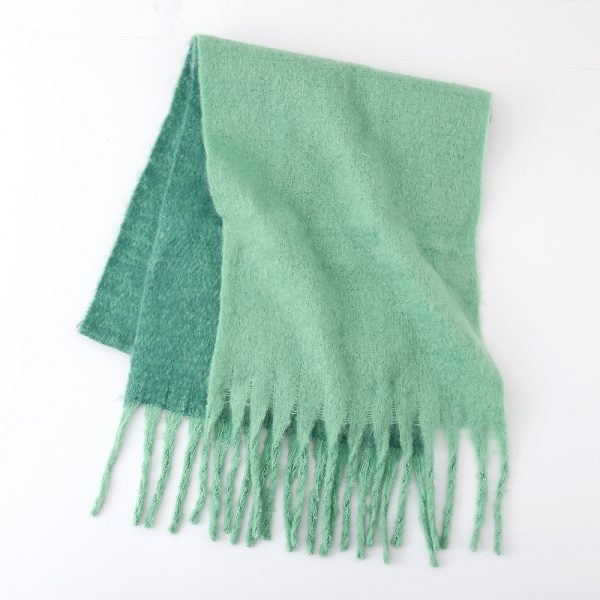 Soft Two-Color Thick Tassel Scarf for Women - Winter Style - Image 4