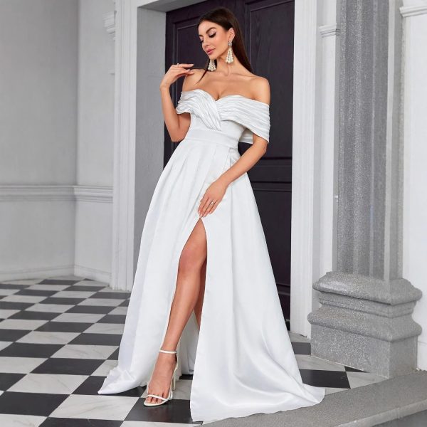 Off-Shoulder Backless Evening Dress - Sexy Slit Formal Gown