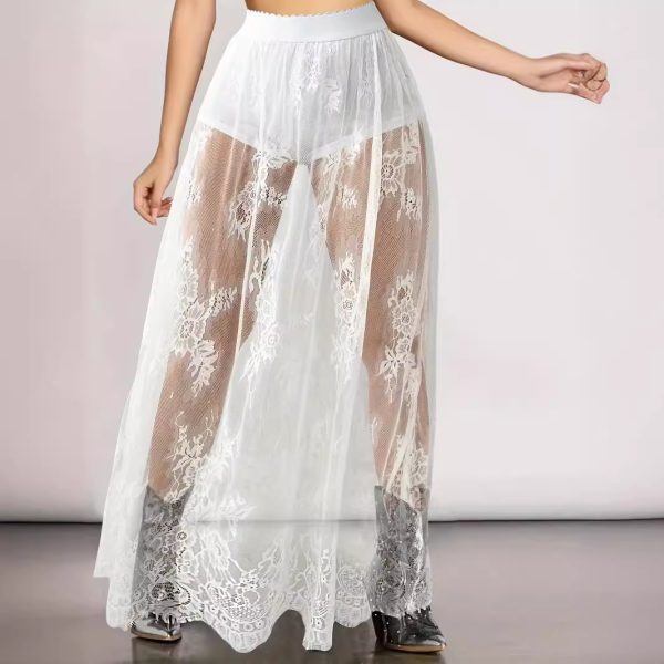 Summer Dark Gothic Lace See-Through Sexy Maxi Skirt Dress