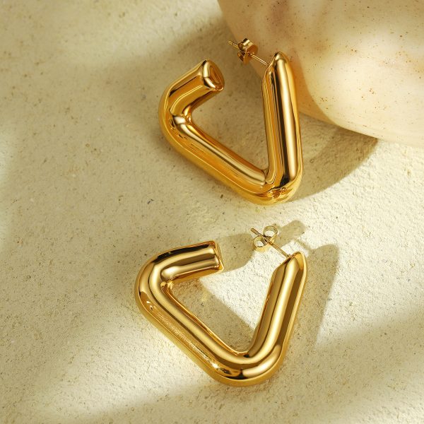 Exaggerated Geometric Triangle Stainless Steel Earrings for Women - Image 3