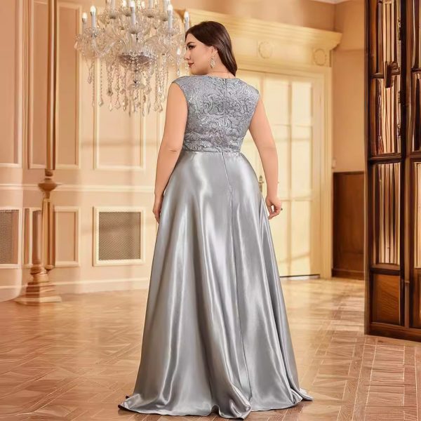 Plus Size V-Neck Fishtail Cocktail Evening Dress - Image 5