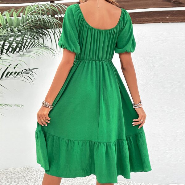 Summer Square Collar Slim Fit Backless Office Dress - Image 4