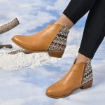 Women's Pointed Toe Chunky Heel Leather Martin Boots