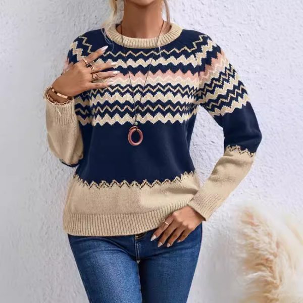 Women’s Round Neck Knitted Sweater - Image 3