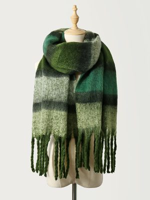 Colorful Striped Mohair Scarf for Women – Trendy & Warm